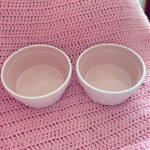 DOG BOWLS. Pink and white food and water dog bowls by WINIFRED & LILY